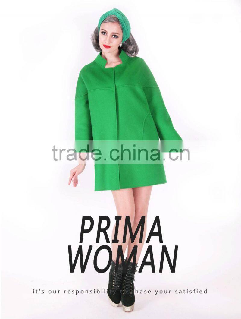 2016 New Design Spring Women Short Slim Fit Wool Coat