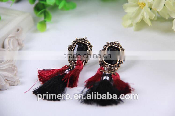 New Fashion Jewelry Hot Sale Crystal Vintage Tassel Statement Bib Earrings Factory Price