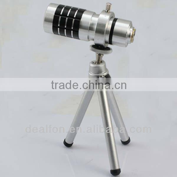 12x ZOOM METAL TELESCOPE CAMERA LENS with TRIPOD CASE FOR IPHONE 5G