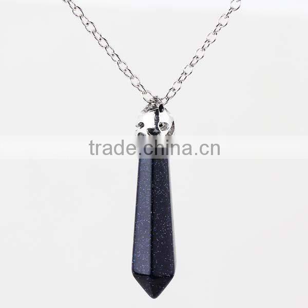 New Trendy Cool Bullet Shaped Natural Quartz Gemstone Necklace