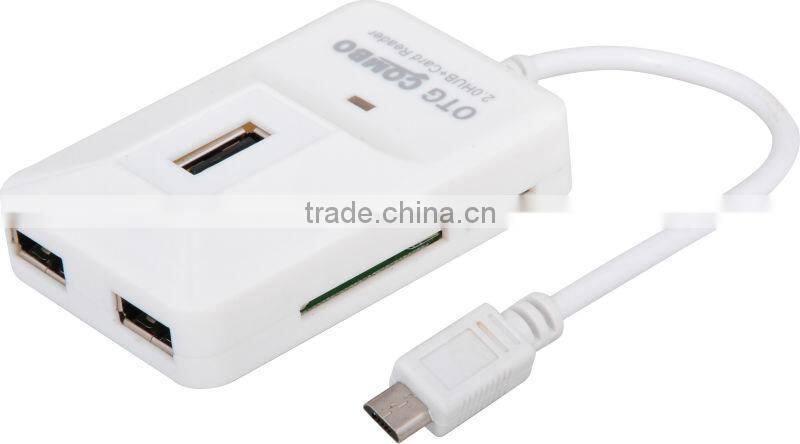 Micro USB 2.0 Hub OTG Card Reader Combo for Samsung I9500 I9220