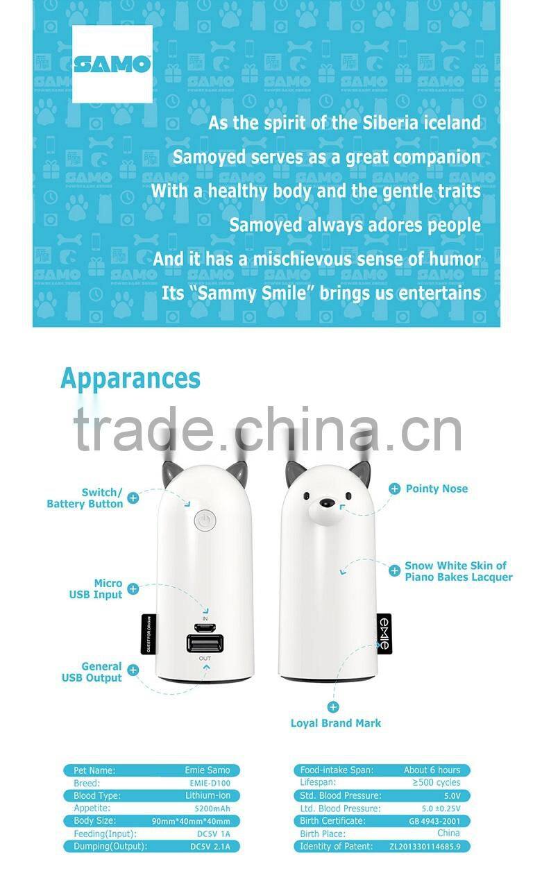 Fashion emie 5200 mah lcd power bank for iphone 6 plus