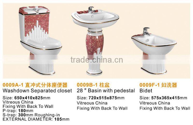 Ceramic Luxury Sanitary Ware Decorated two piece toilet