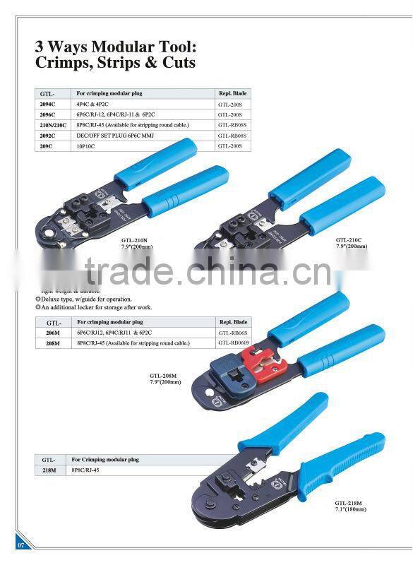 3 Ways Modular Tool:Crimps,Strips&Cuts GTL-210N