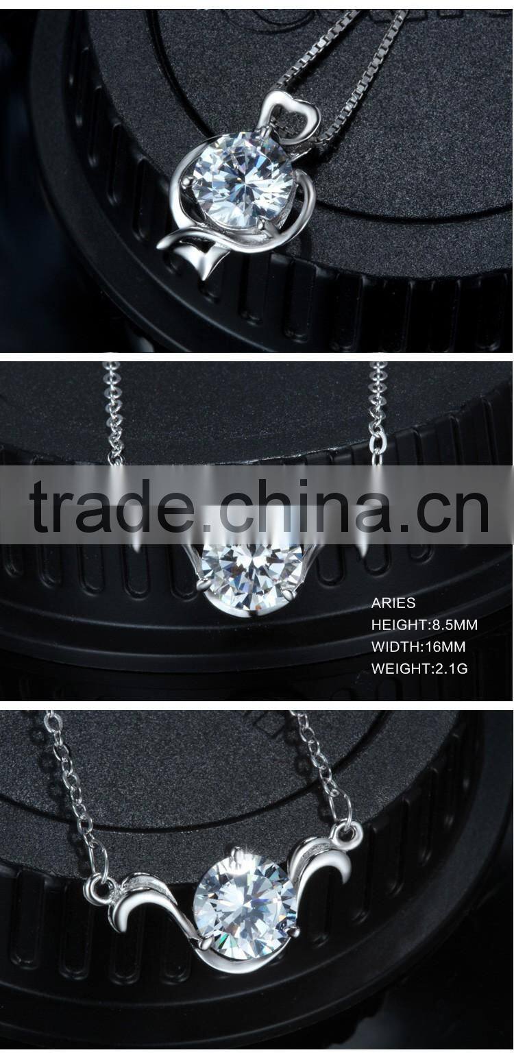 12 constellations 925 Sterling Silver pendant jewelry cubic zircon pendant