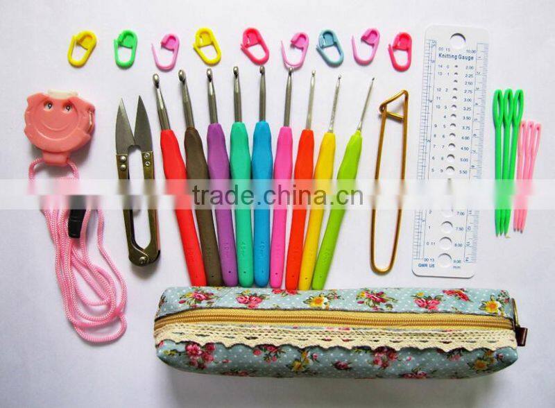9pcs/11pcs Colorful Metal Crochet Hook Set Aluminum knitting needle set