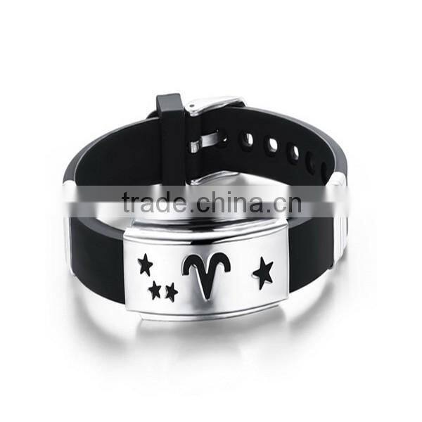 engrave metal plate silicone bracelet stainless steel