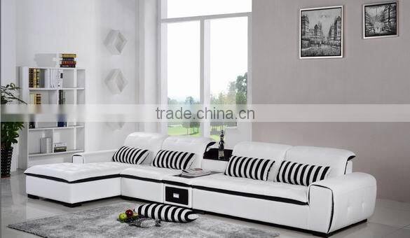 Europen General leather sofa L-Shape White High Quality Leather Sofa AL346A