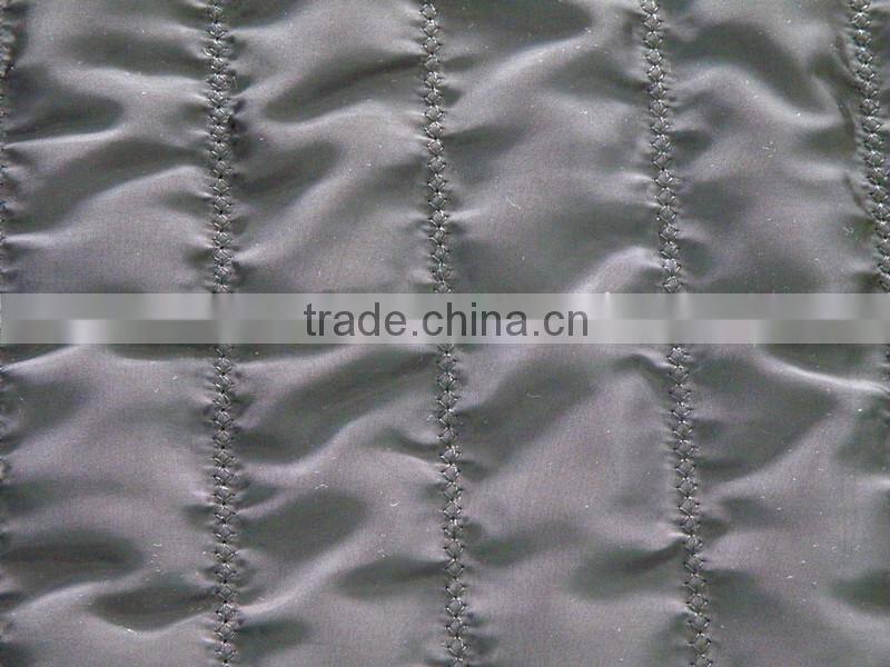 Waterproof stripe polyester embroidered thermal padding quilting fabric for clothing