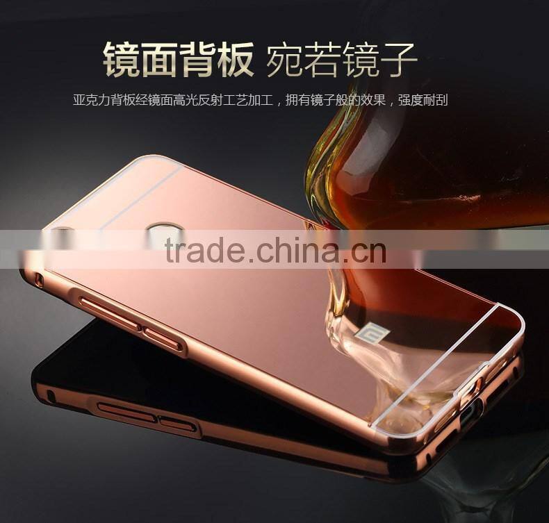 Aluminum Metal Bumper And Mirror PC Back Phone Case Cover For Xiaomi MI 5 For Mi 4S