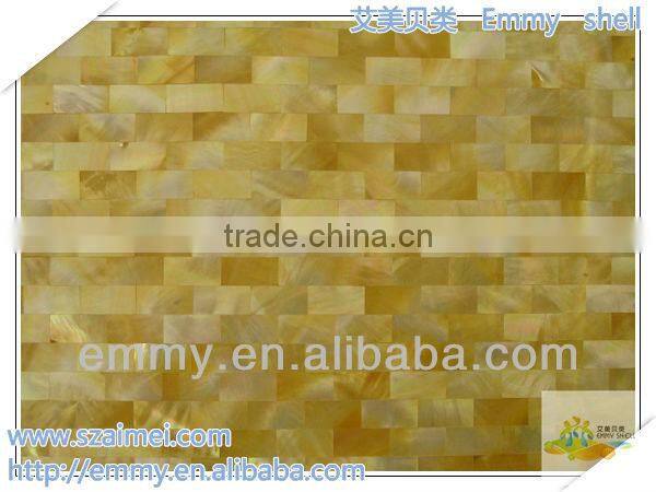 Brick yellow mother of pearl mosaic gold shell mosaic wall tile