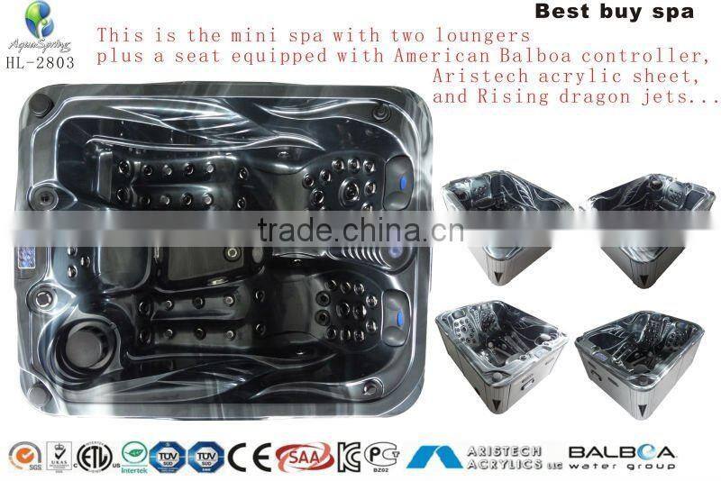 2016 New Design outdoor Portable Corner Acrylic ABS Whirlpool Bathtub& Hot Tub