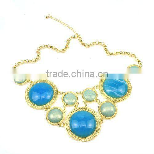 Luxurious blue stone embedded choker necklace, gold tone necklace