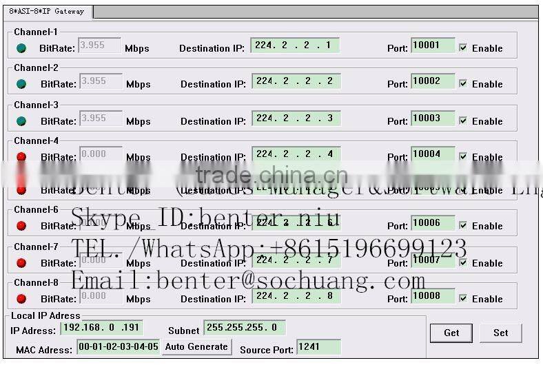 bnc asi to ip udp multicast MPTS Gateway(8ASI-to-8IP,multicast,only work with Gigabit port)