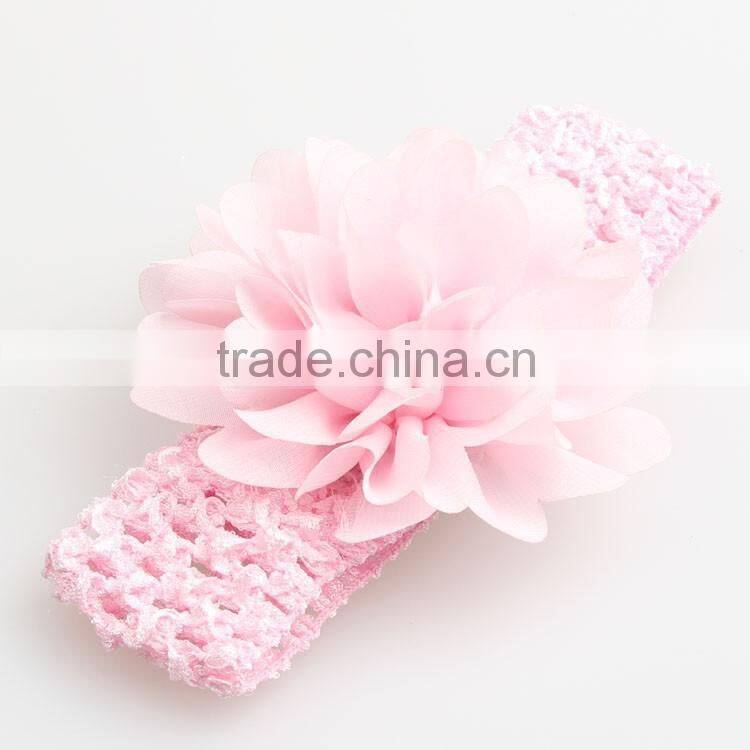 Wholesale cute handmade crochet baby headband with Chiffon flower