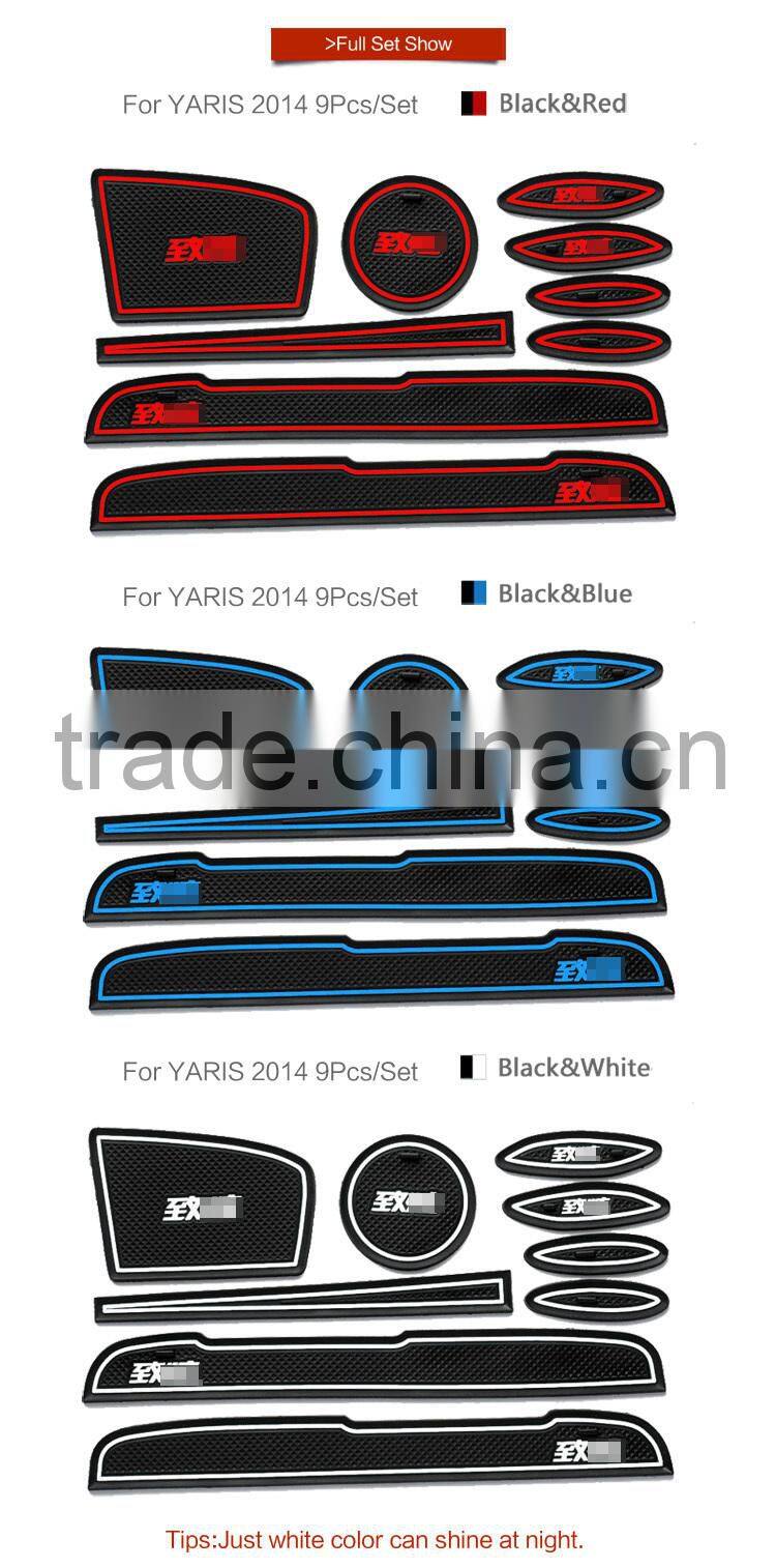 car accessories non-slip interior door mat for Toyota Yaris 2014 9pcs/set