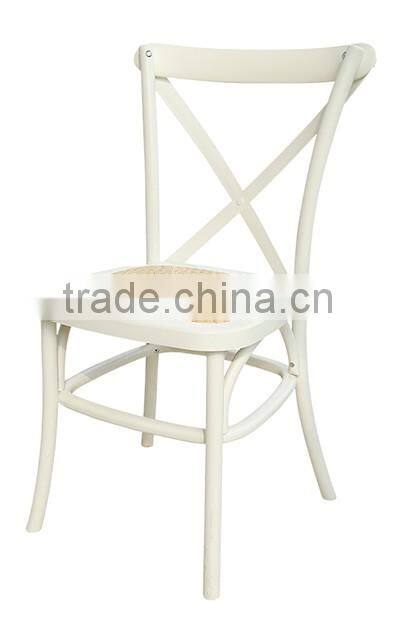 Stackable Factory Direct Resin Cross Back Chair with Metal Core Piping Resin Restaurant Dining Chair