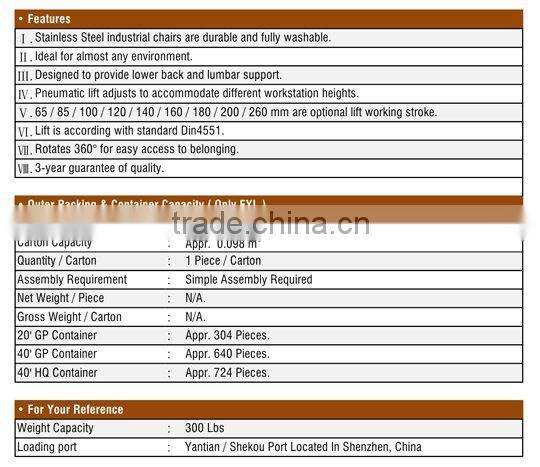 Cleanroom Chairs Stainless Steel Stools Lab Chairs