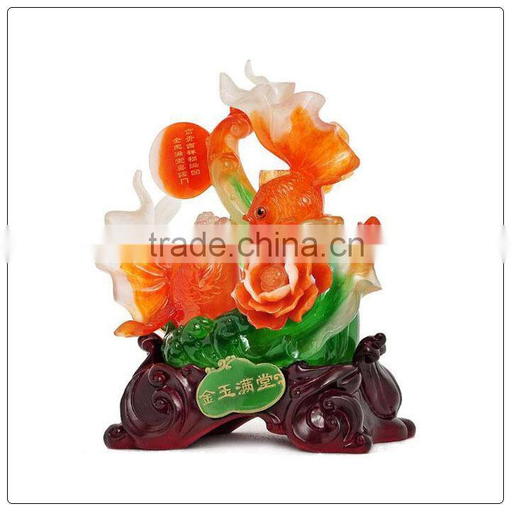 Red jade color Chinese Luckly fengshui fish ,fish statue