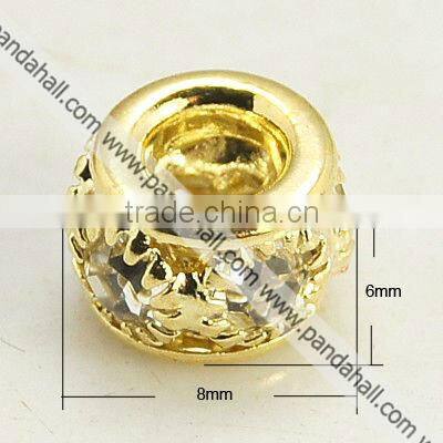 Brass Rhinestone Beads, Rondelle(RB-B071-8mm-A01G)