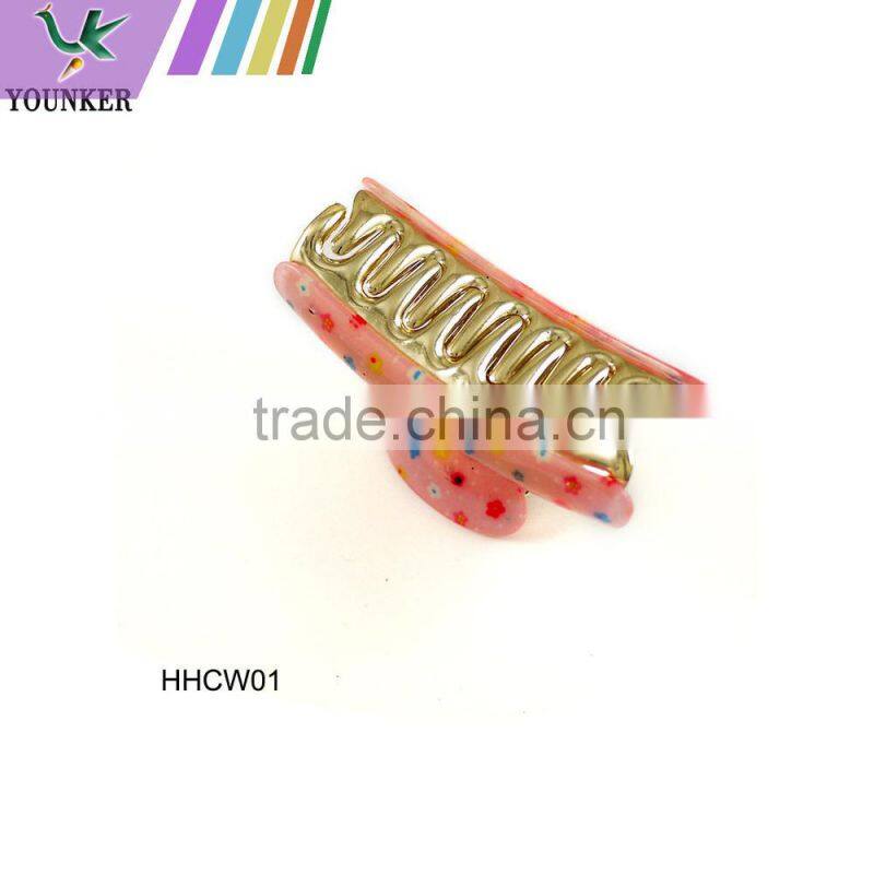 Women New Flower Print Plastic Hair claw
