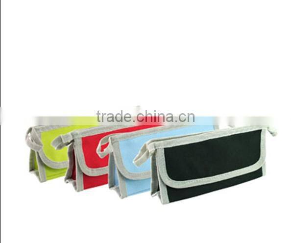 Promotion plain decorative polyester Basic cosmetic pouch with contrast color trimming
