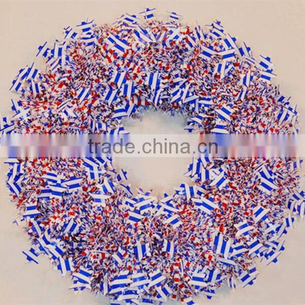PET/PVC/OPP America Flag Tinsel Garland For Festive Decoration