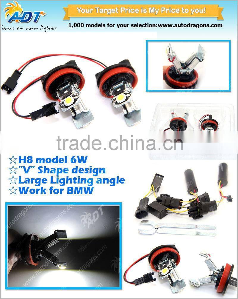Super white V shape H8 led marker angel eye work for BMW E92