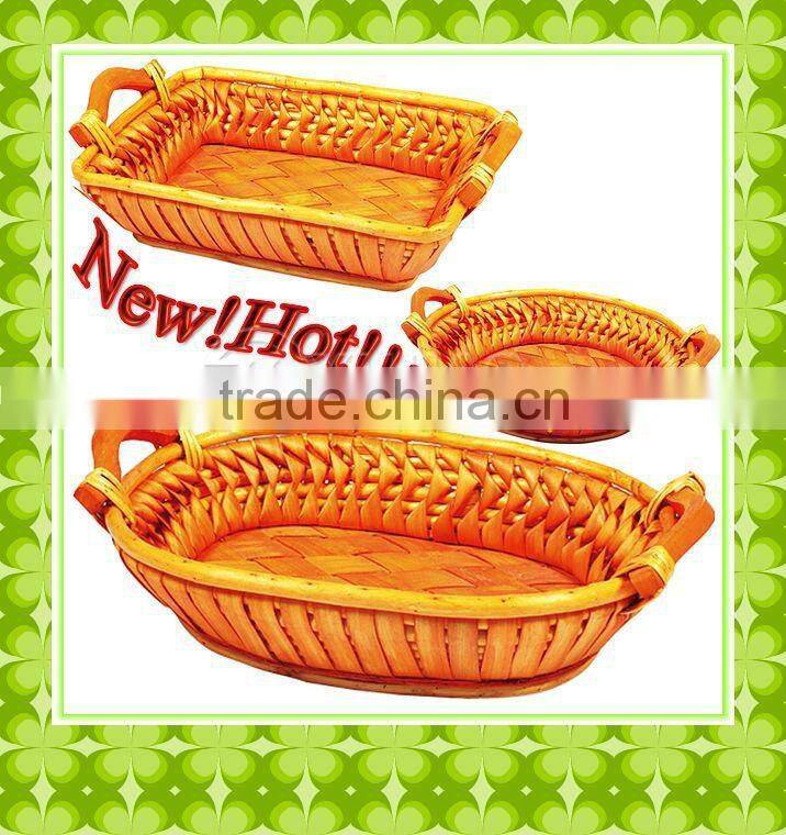 Hot sell and cheapest hand-weaven red wicker Christmas gift basket with handle