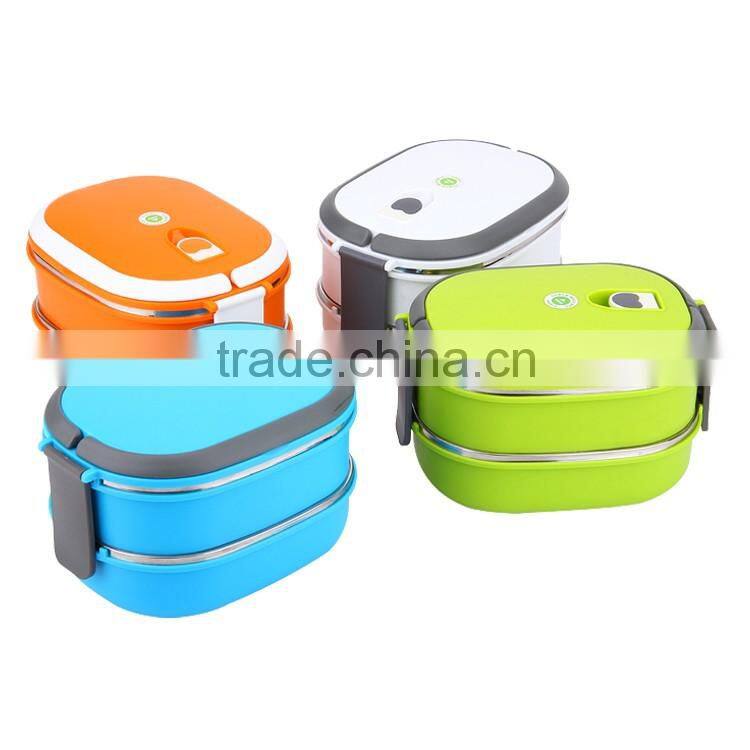 304 double-layer rectangle stainless steel metal lunch box food container