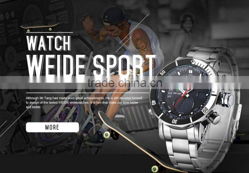 Weide Watches Men Military Wrist Watch Men Quartz Digital Stainless Steel Back Water Resistant Watches