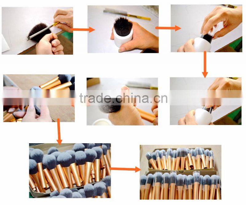 High quality 11pcs makeup brush sets soft synthetic hair and plastic handle makeup brush kits