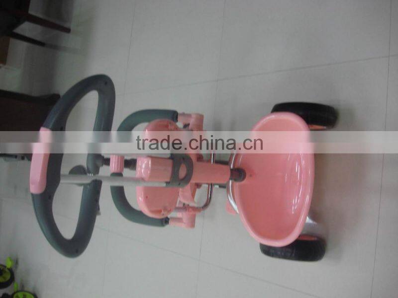 2015 white colros Baby tricycle wtih 3 point safety belt, pass en71cert with good quality keep your baby safe and comfirtable