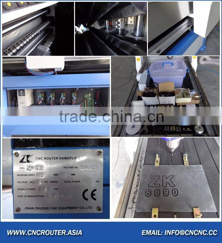 Reliable Supplier Small Router CNC Carving Machine Wood 6090 4 Axis With Mach3 Control 200mm Z Axis ZK6090-2200W