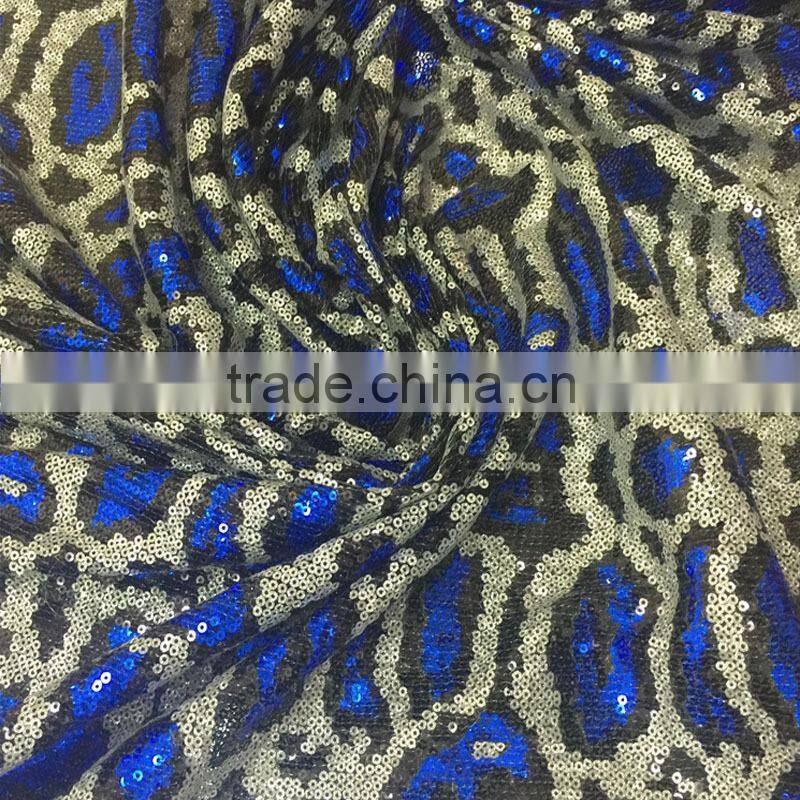 snake embroidered 3mm sequin fabric leopard