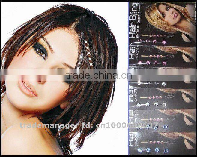fashion crystal hair strand hair crystal hair extensions rhinestone crystal bling hair