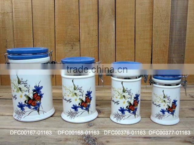 Restaurant Round Five Section Plate with Flower and Butterfly Decal