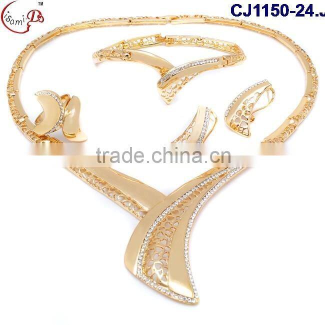 2016 top jewelry gold plating with rhinestone jewelry set wedding/evening party crystal jewelry set wholesale
