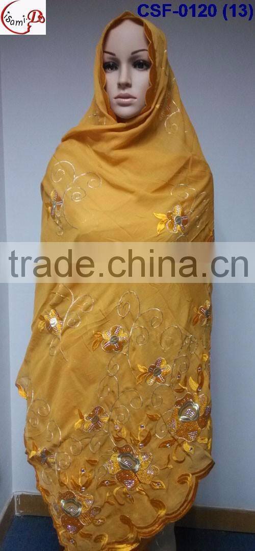 CSF-0120(8) 2016 hot sale Muslim scarf, embroidery scarves, shawls, wrap and pashmina