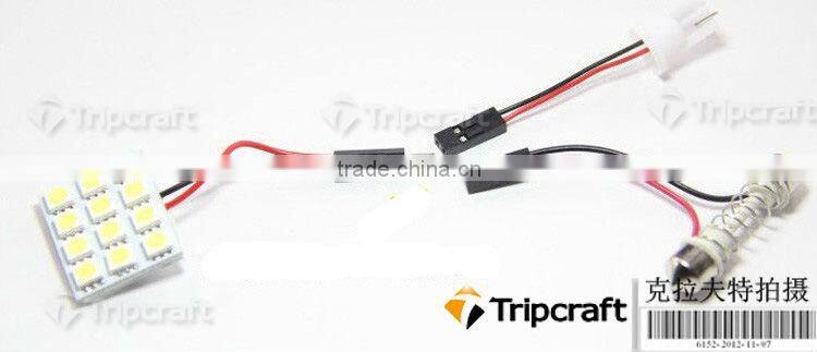 PCB 15SMD 5050 LED Auto Car Top Dome Light For Interior Reading Roof light with T10 BA9S S8.5 Festoon Bulb Adapter