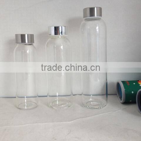 550ml hot selling healthy leak-proof crystal glass insulate sports bottle with sleeve