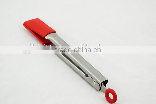 2016 BBQ tool baking utensil stainless steel & nylon food tongs