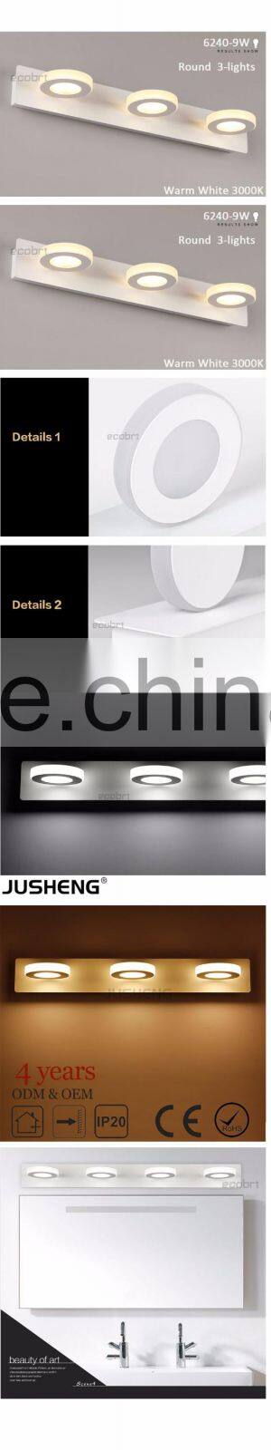 Acrylic Material 9w 3lamps Round shape indoor bathroom LED wall lamp 100-240V AC JUSHENG