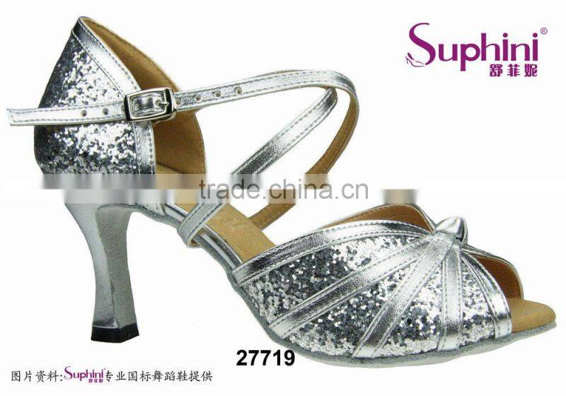 Sequin Ladies Shoes , Women Wide Ballroom Dance Shoes