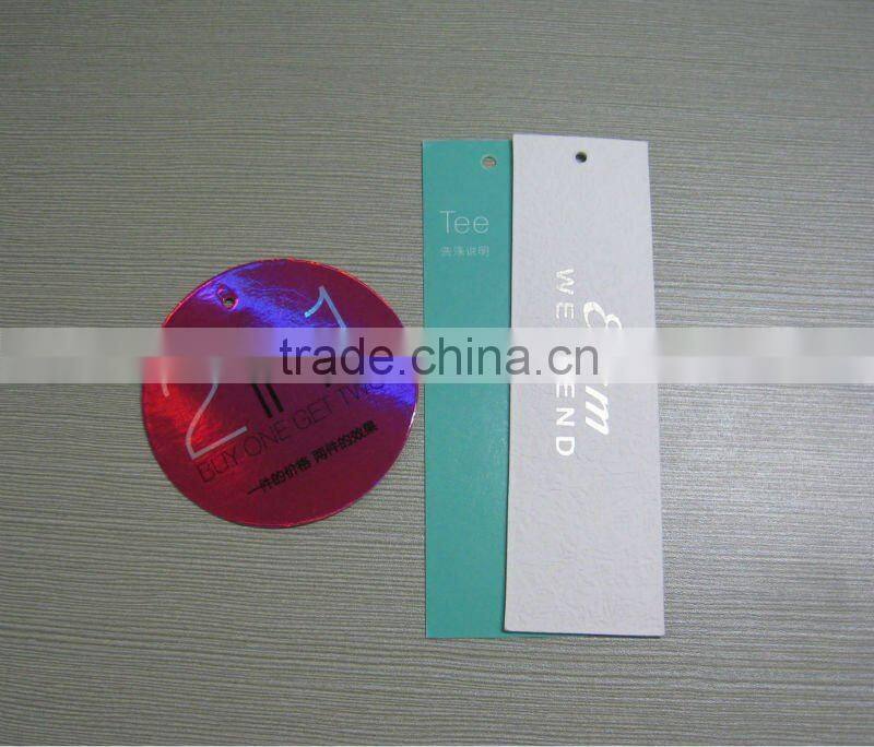 Embossing LOGO Shiny Color Paper Garment Hang Tags