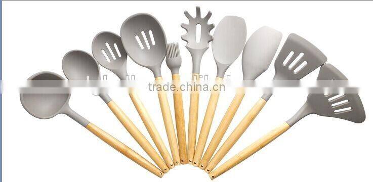 Silicone Handle beech Wood KitchenTools Set Of 7