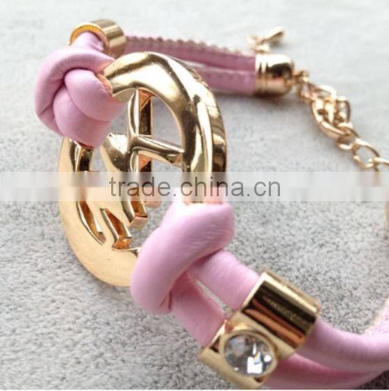 fashion vintage Pu leather lady leather bracelet wholesale