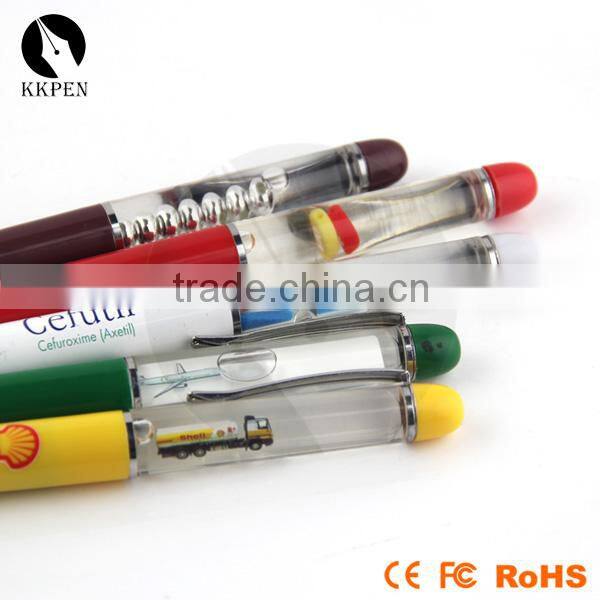 KKPEN Aluminum Promotion Liquid pen Liquid floating pen with 3D floater MOQ 1000pcs cheapest pen with logo printing free shipp