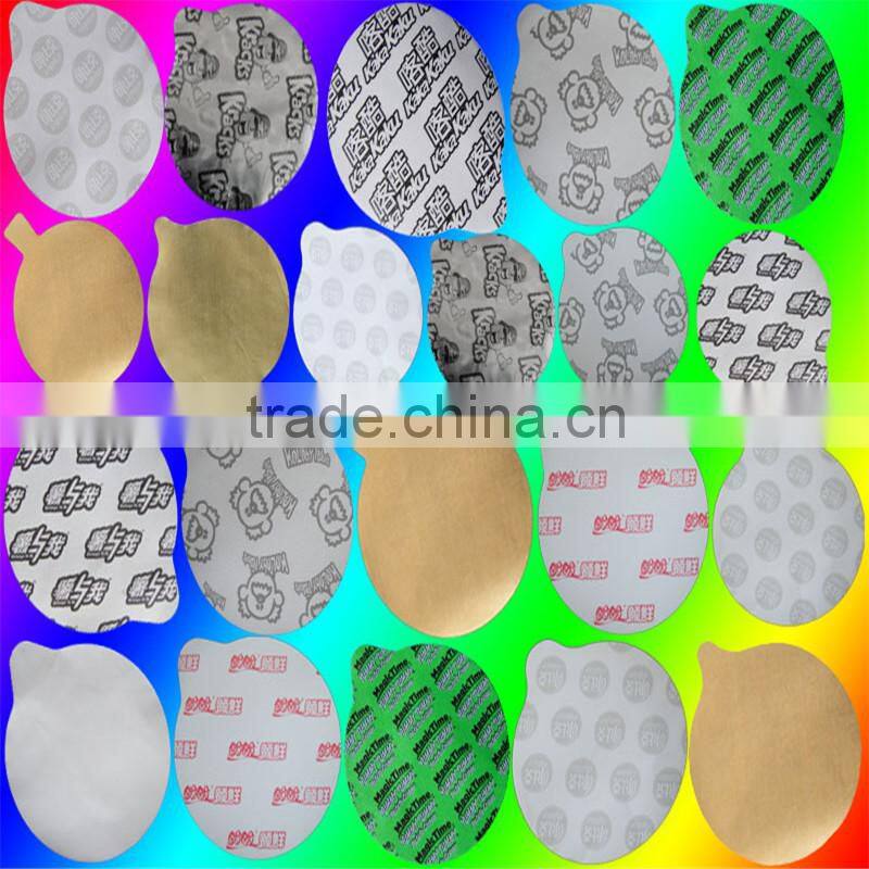 Pre-cut/die cut piece aluminium foil lid for yogurt plastic cup,Embossed pre-cut aluminum foil covers