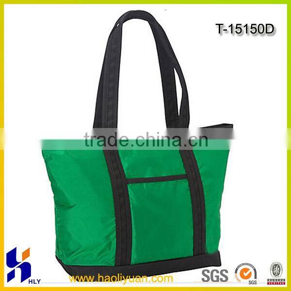 210D polyester shopping tote bag with front pocket